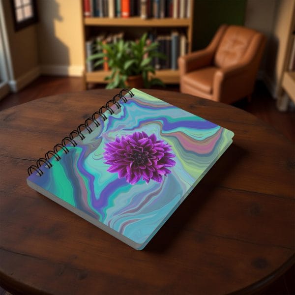 Poured Acrylic Art and Dahlia Spiral Bound-Journal - Image 8