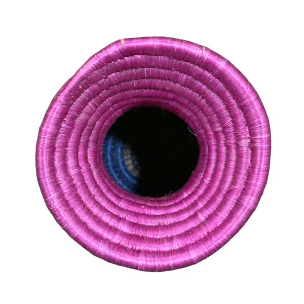 Handmade Sisal Basket Vase in Purple, Blue with White Accent - Image 6
