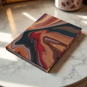 Ruled Hardcover Journal with Matte Red, Black, Desert Acrylic Cover, Fountain Pen Friendly, Gift for Writers, Note Taking or Travel Notebook