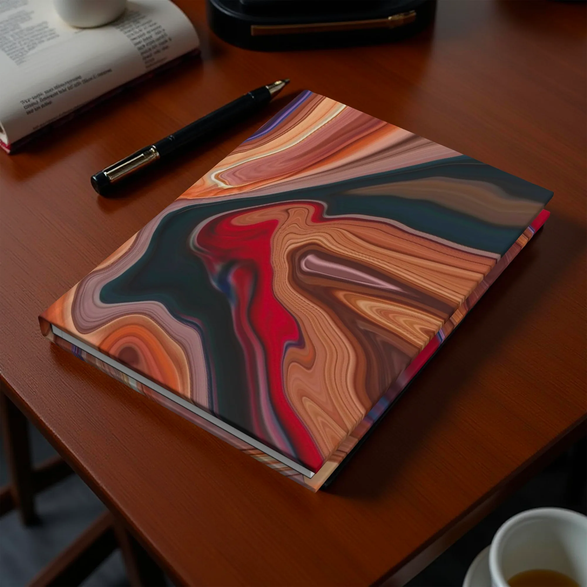 Ruled Hardcover Journal with Matte Red, Black, Desert Acrylic Cover, Fountain Pen Friendly, Gift for Writers, Note Taking or Travel Notebook - Image 8