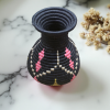 Handmade Sisal Basket Vases in Black,Pink, Yellow with White Accent