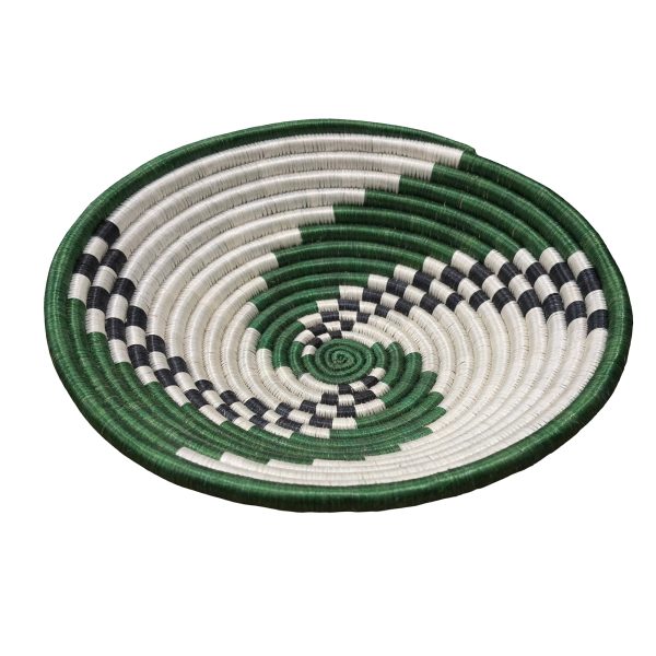 Handwoven Sisal Basket in Green and Natural with Swirl Design - Various Colors - Image 2