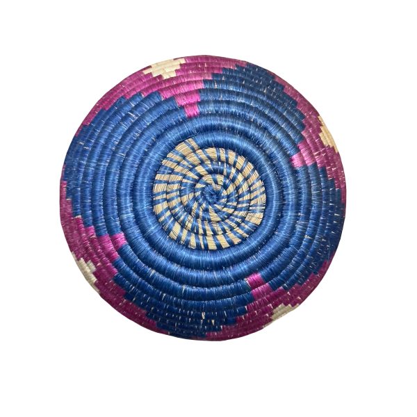 Handmade Sisal Basket Vase in Purple, Blue with White Accent - Image 7