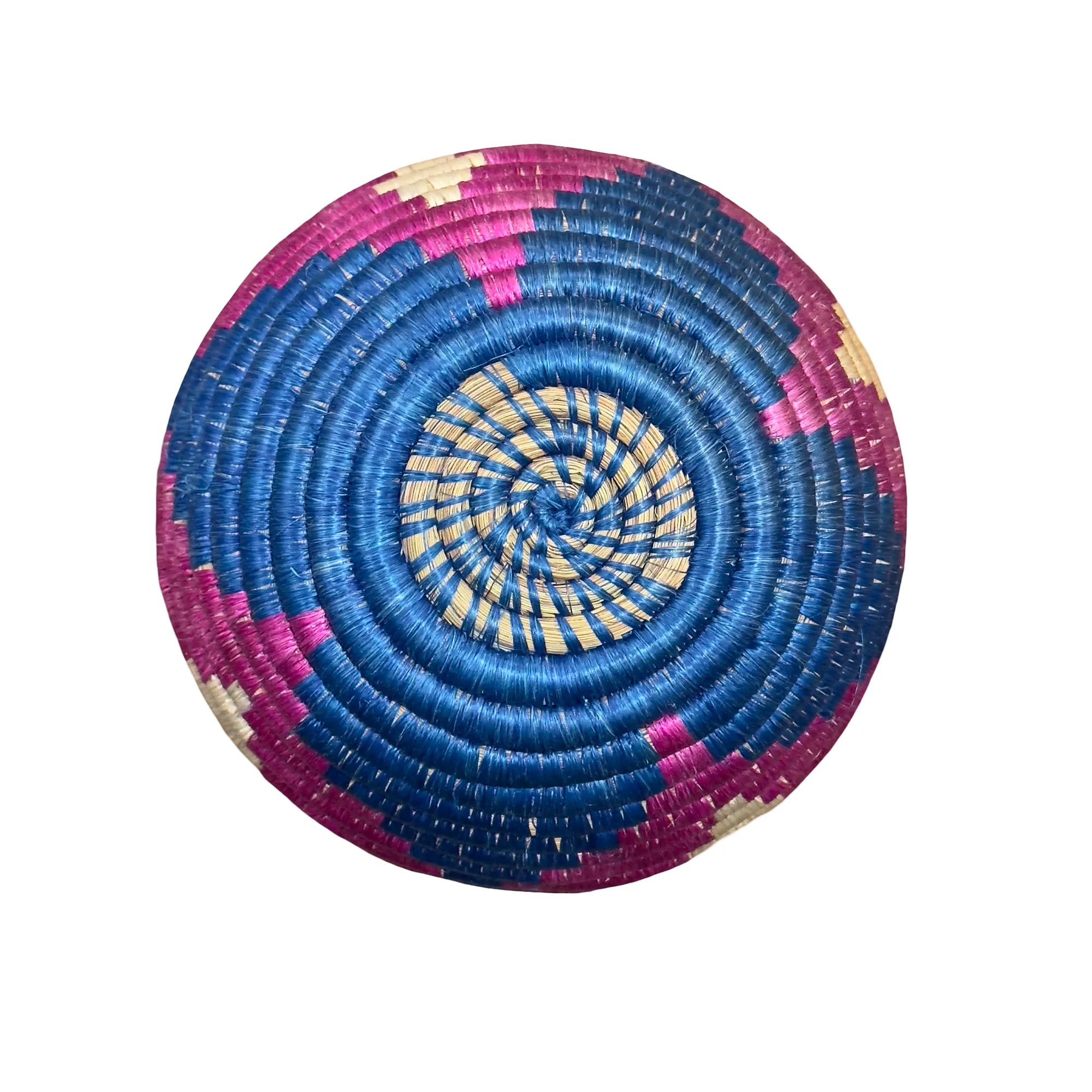 Handmade Sisal Basket Vase in Purple, Blue with White Accent - Image 7