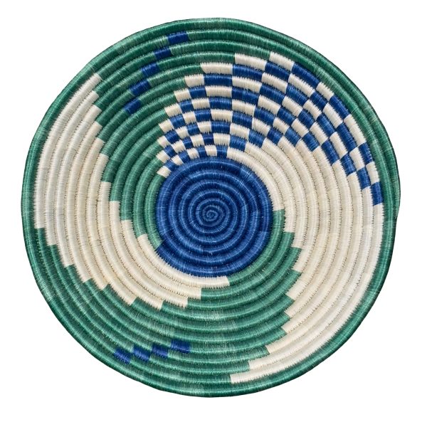 Handwoven Sisal Basket in Green and Natural with Swirl Design - Various Colors - Image 5