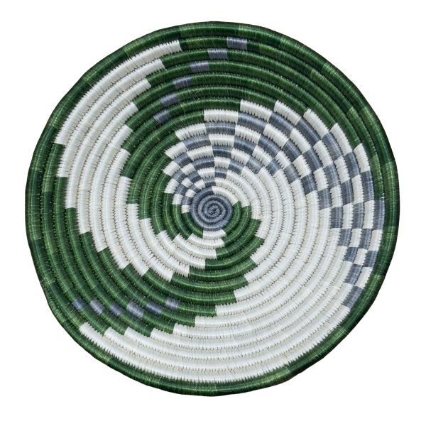Handwoven Sisal Basket in Green and Natural with Swirl Design - Various Colors - Image 3