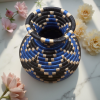 Handmade Sisal Basket Vases in Blue,Black with Tan Accent and Wavy Design
