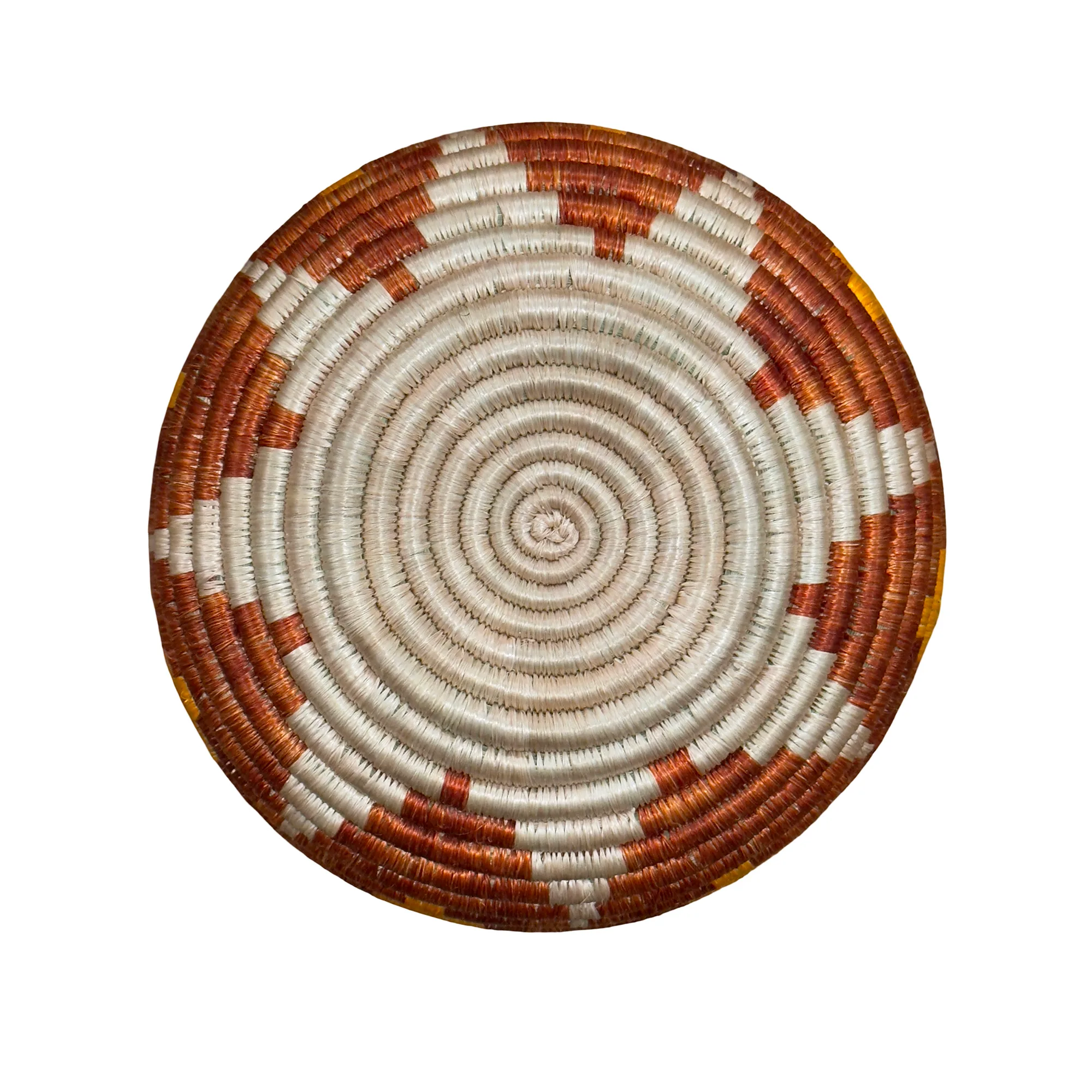 Handmade Sisal Basket Vase in Light Brown, Yellow, Natural with Floral Design - Image 7