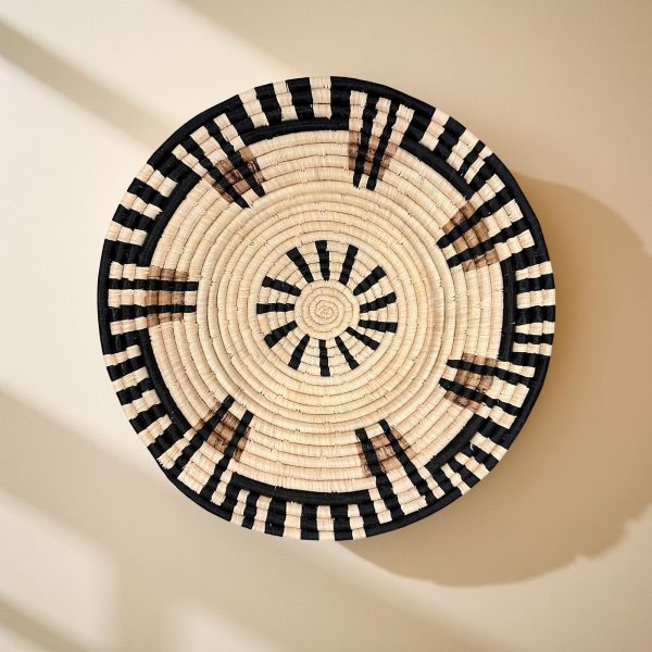 Natural, Black and Banana Leaves Abstract Raffia Wall Hanging Decor Plate Mat - Various Sizes - Image 5