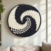 Handwoven Raffia Wall Plate Basket: Versatile Boho Home Decor Piece in Black Swirl Plate Mat - 3 size options