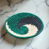 Green, Black Raffia Bowl -12"