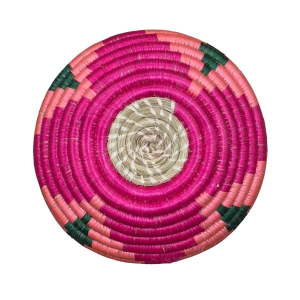 Handmade Sisal Basket Vases in Pink, Green with White Accent - Image 5