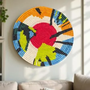 Handwoven Abstract Raffia Wall Hanging Plate Mat Sets - Various Sizes