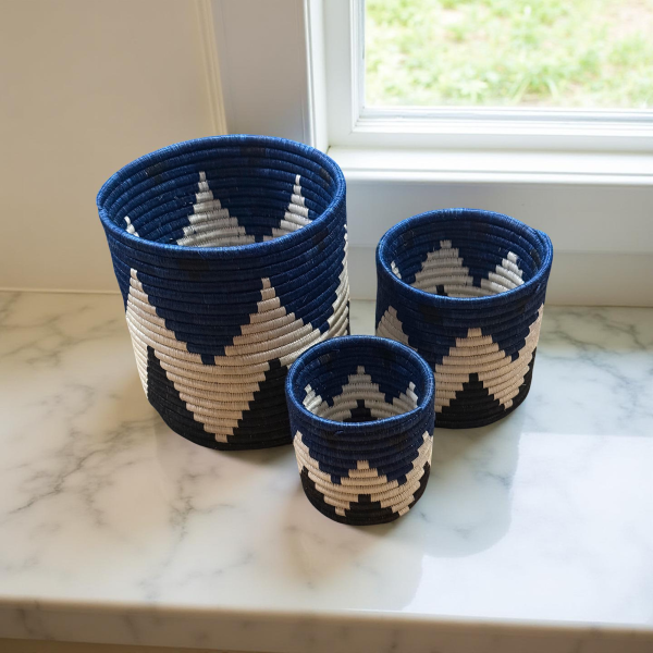 Handwoven African Planter Baskets Set of 3 Handmade Sisal basket Vase for Indoor Home decor Storage