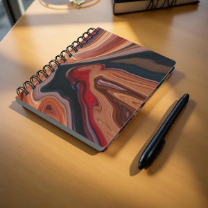Red Poured Acrylic Art Spiral Bound-Journal