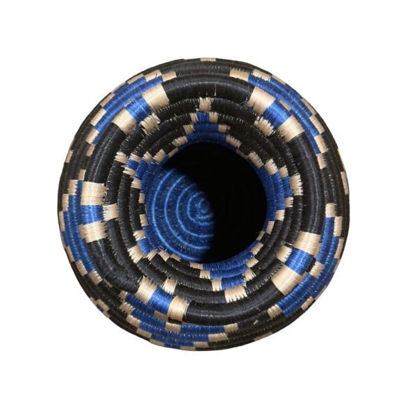 Handmade Sisal Basket Vases in Blue,Black with Tan Accent and Wavy Design - Image 6