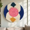 Natural, Blue and Pink Raffia Wall Decor Plate Mats -21”,18”,14”
