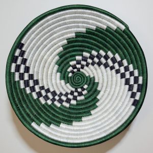 Handwoven Sisal Basket in Green and Natural with Swirl Design - Various Colors
