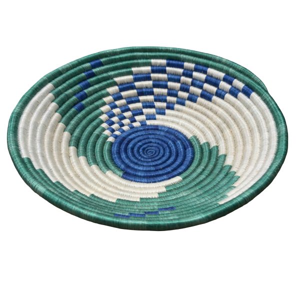 Handwoven Sisal Basket in Green and Natural with Swirl Design - Various Colors - Image 6