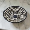 Black, Natural Raffia Bowl -12"