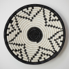 Handwoven Round Sisal basket African Handmade Wall basket decor Hanging decoration Fruit bowl for Home Living room Kitchen Black White Star 12 inches diameter Zen designs arts and crafts