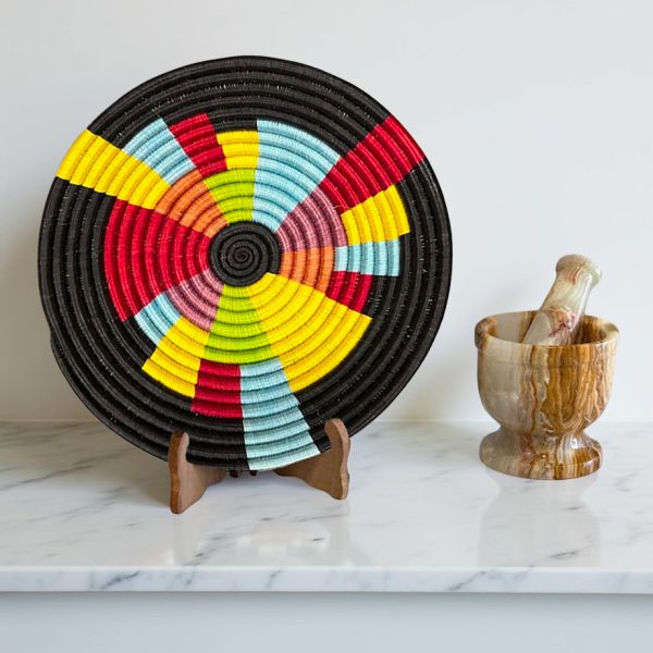 Black, Yellow, Red Sisal Basket Bowl in 12, 10, 8 Inches Diameter - Image 3
