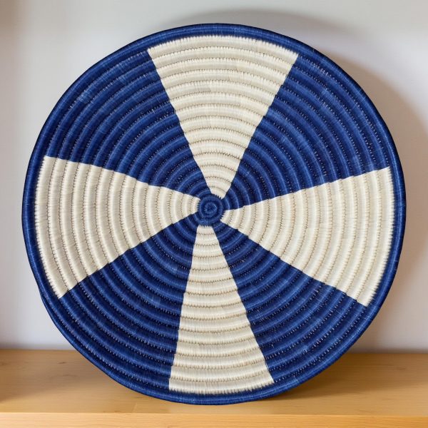 Blue & White  Sisal Basket Bowl  - 12 Inches - Image 2