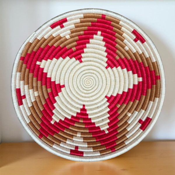 Red, Tan and Natural Baskets - 12”, 10”, 8” - Image 2
