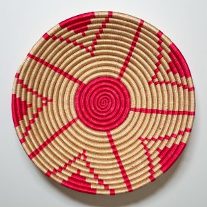 Pink, Tan Sisal Basket Bowls - 12”, 10”, 8”