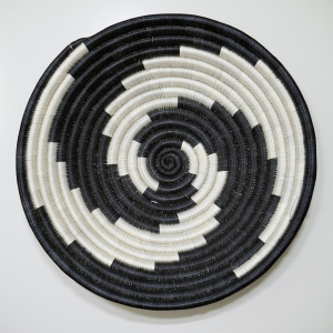 Black and Natural Sisal Bowl with swirl Design - 12 Inches