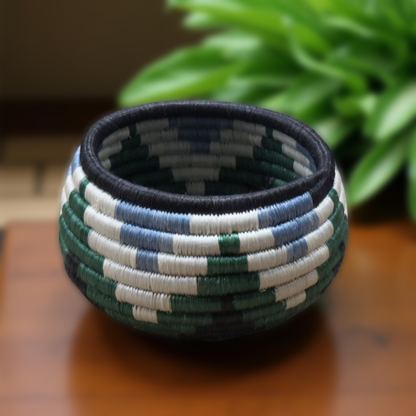 Handwoven African Sisal Trinket Basket approximately 6 In base diameter x 3-4 in Height - Image 3