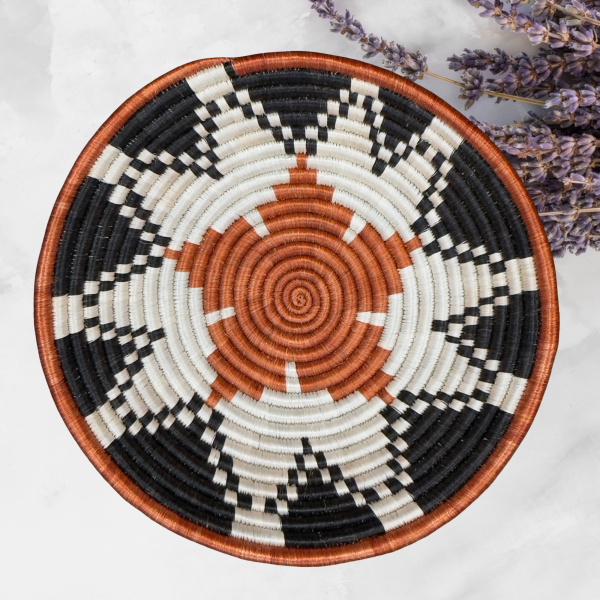 Teja, Black, Natural African Sisal Basket Bowl in 12, 10, 8 inches Diameter - Image 2