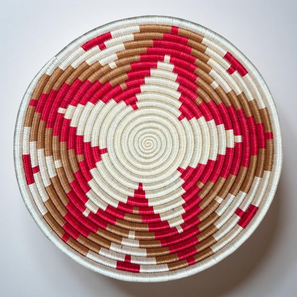 Red, Tan and Natural Baskets - 12”, 10”, 8”