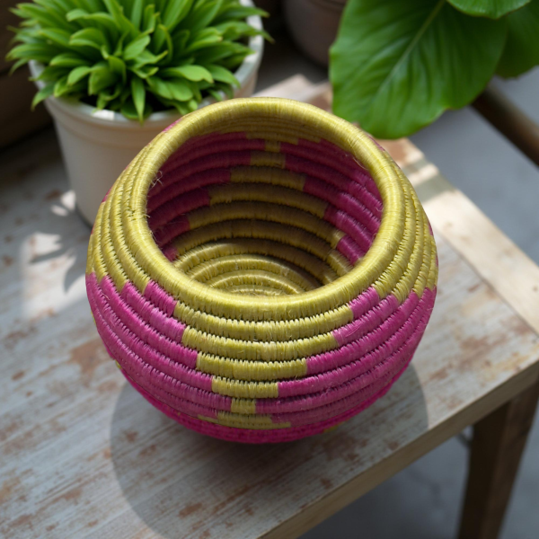 Handwoven African Sisal Trinket Basket approximately 6 In base diameter x 3-4 in Height - Image 6