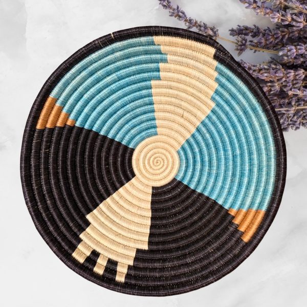 Blue, Black, Sisal Baskets - 12”, 10”, 8” - Image 3