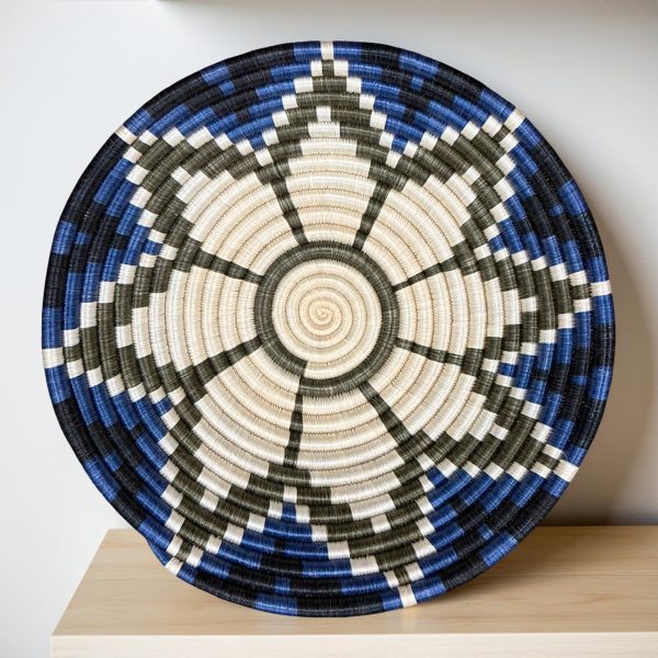 Blue and Natural Basket Bowls - 12”, 10”, 8” - Image 2