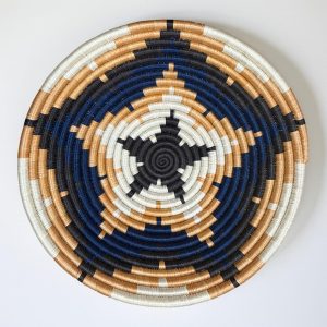 Blue, Tan, Sisal Basket Bowls - 12”, 10”, 8”