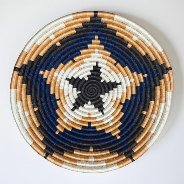 Blue, Tan, Sisal Basket Bowls - 12”, 10”, 8”