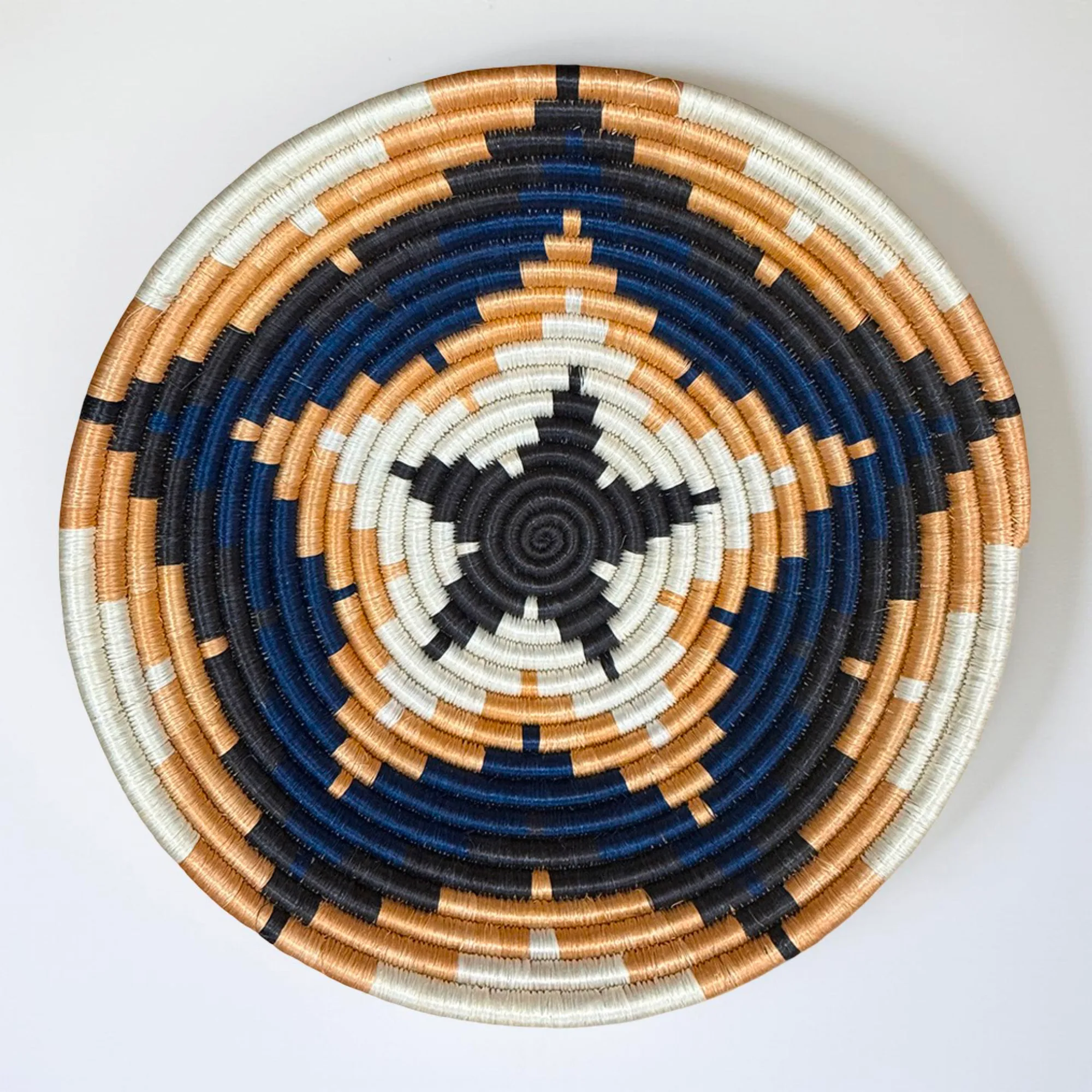 Blue, Tan, Sisal Basket Bowls in 12, 10, 8 Inches Diameter - Image 3