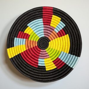 Black, Yellow, Red Sisal Basket Bowl in 12, 10, 8 Inches Diameter
