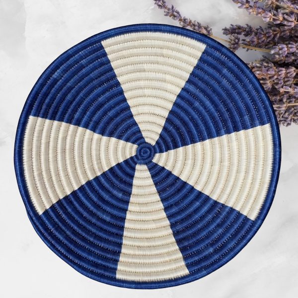 Blue & White  Sisal Basket Bowl  - 12 Inches - Image 3