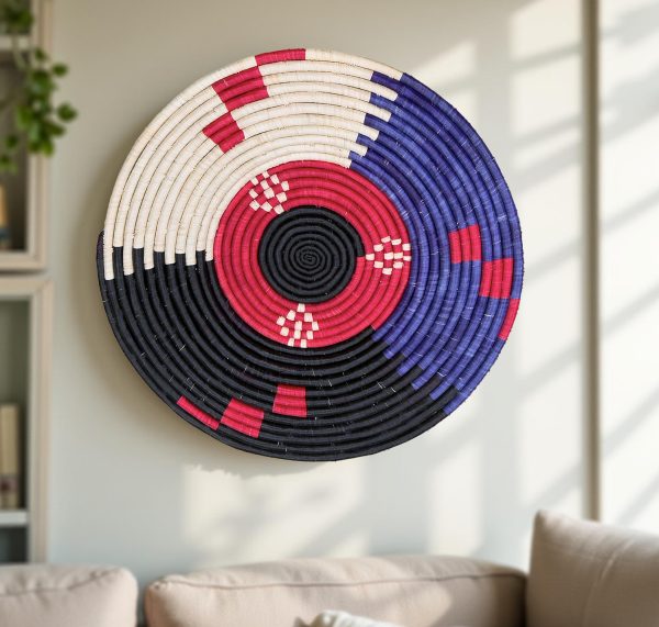 Blue, Red, Black, Natural Raffia Plate Mat