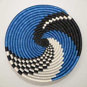 Blue, Black Basket Bowls - 12”, 10”, 8”