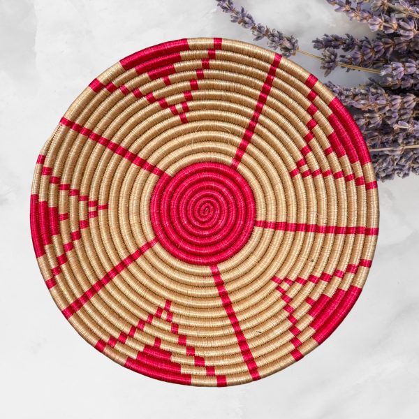 Pink, Tan Sisal Basket Bowls - 12”, 10”, 8” - Image 3