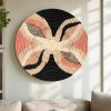 Pink, Black and Natural Raffia Wall Hanging Plate Mat Basket - Various Sizes