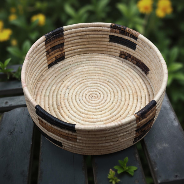 Handwoven African Raffia and Banana leaves Shelf Baskets for Storage and Organization in Living room, Dinning room, Bathroo, Entryway