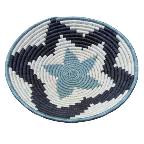 Natural, Teal and Black Sisal basket Bowl - 12 Inches - Image 4