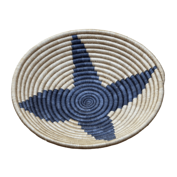 Tan & Black Sisal Basket Bowl with a 4 Petal Flower Design - 12 Inches - Image 4