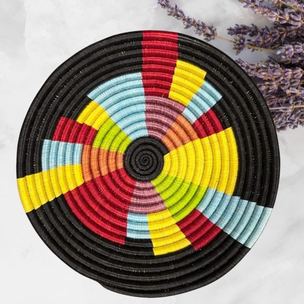 Black, Yellow, Red Sisal Basket Bowl in 12, 10, 8 Inches Diameter - Image 4