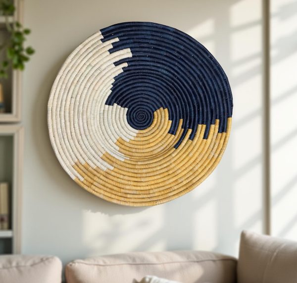 Blue,Tan and Natural Raffia Plate Mat
